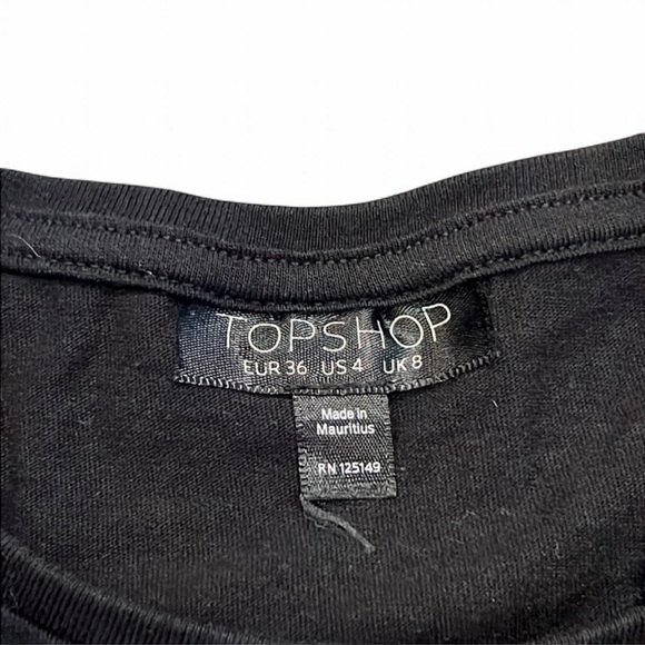 Topshop Black Corset Seam Peplum Tee Size 4 - Picture 6 of 9